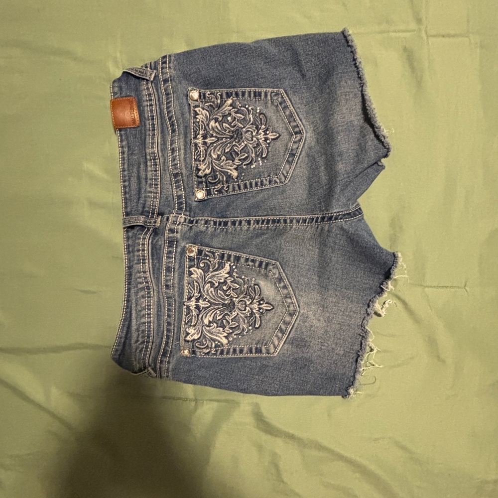 Embroidered Denim Shorts